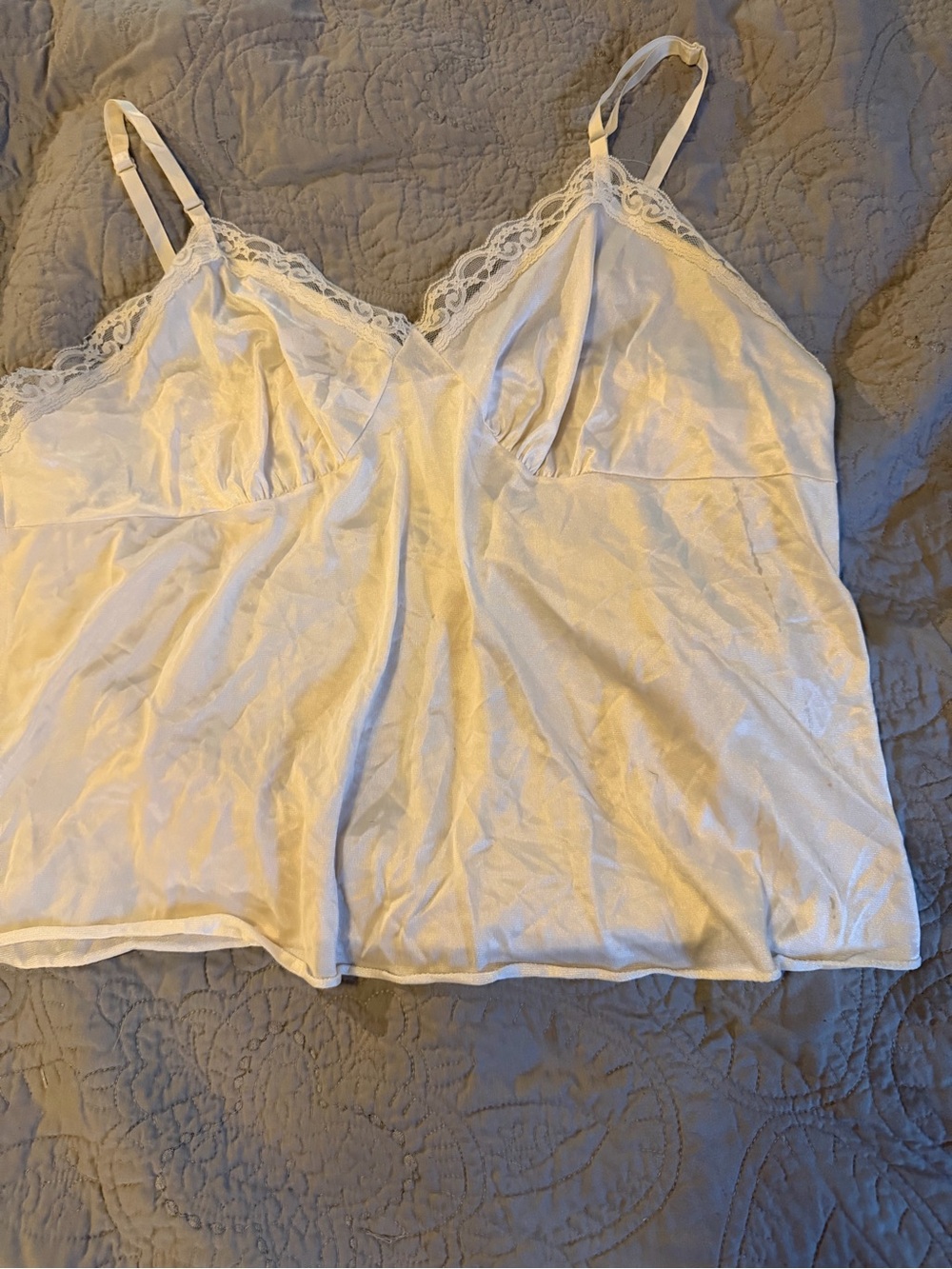 Vtg Deena Lace Trim Satin Camisole in Ivory - Women Intimates